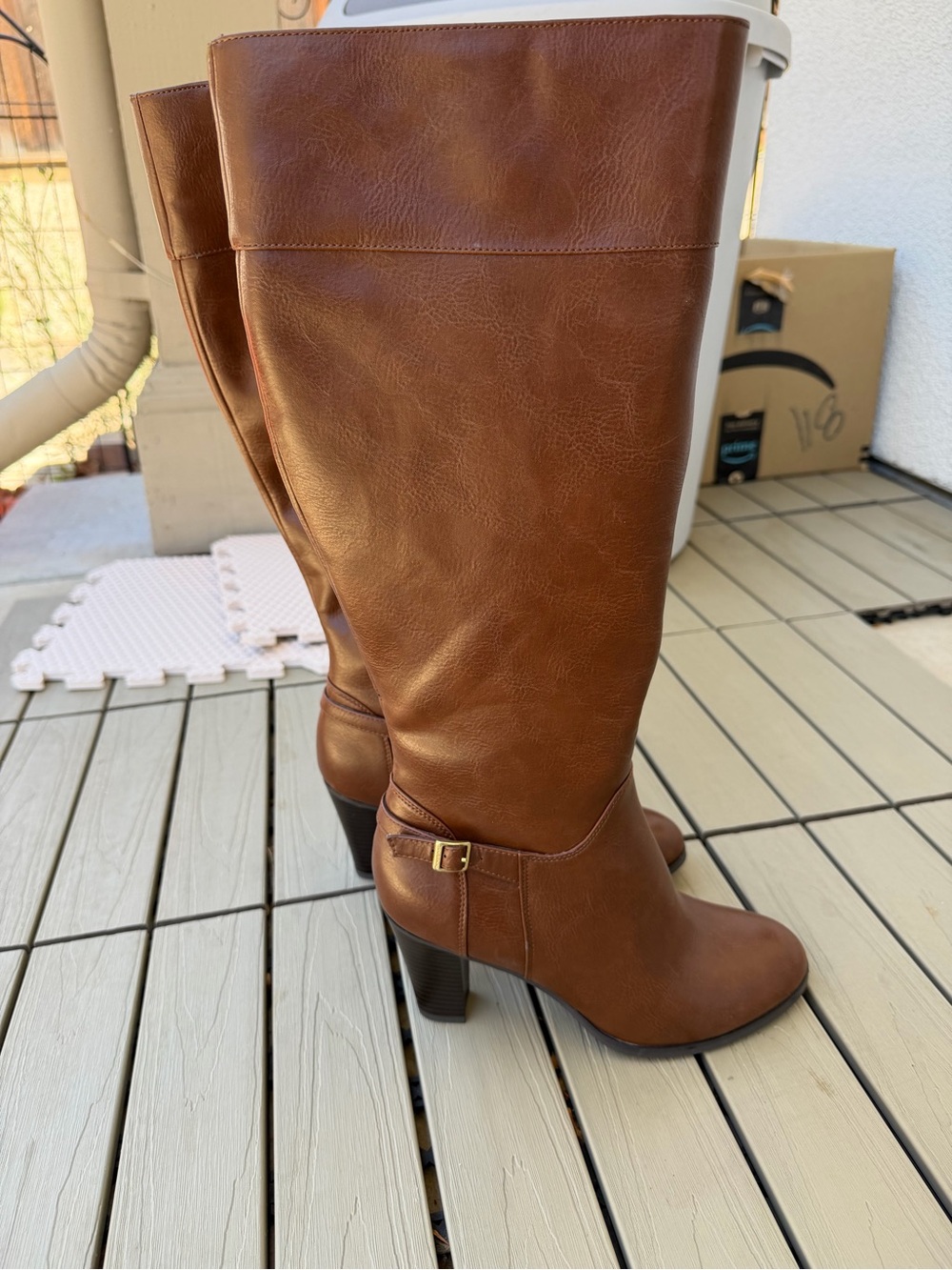 Giani Bernini memory foam  Cognac Brown Heeled Riding Boots